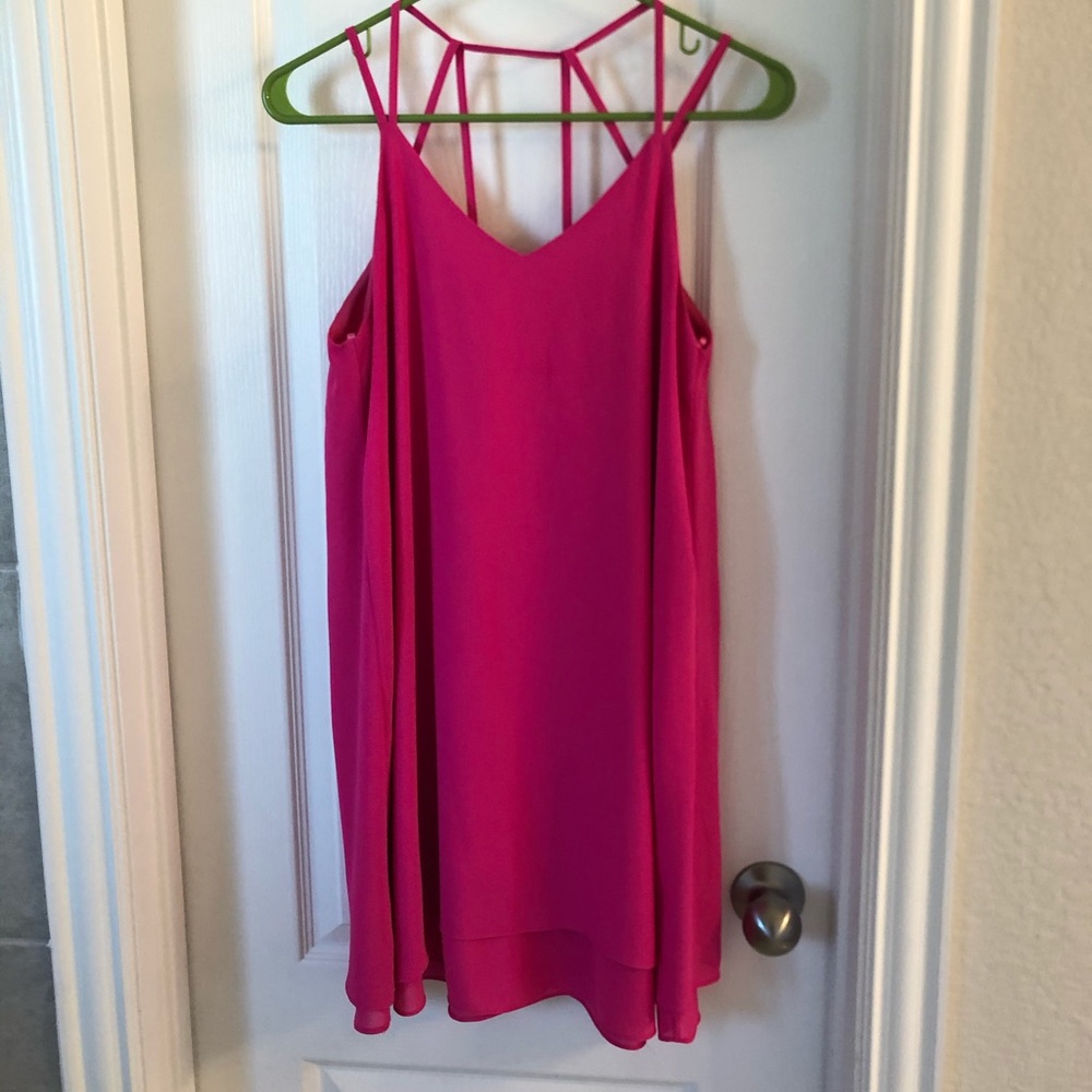 Hot pink mini dress